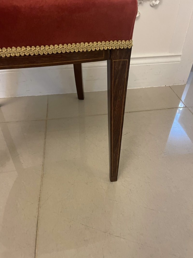 Exceptional Quality Antique Set of Eight Victorian Inlaid Carved Mahogany Dining Chairs - Image 18